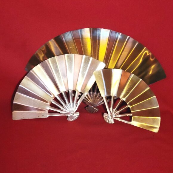 Vintage Solid Copper Fans Wall Decor Set of 3 - Picture 5 of 11